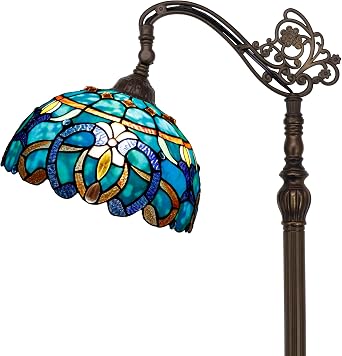 Tiffany Floor Lamp Stained Glass 19X12X67 Green Brown Jewelry Baroque [Energy Class A]