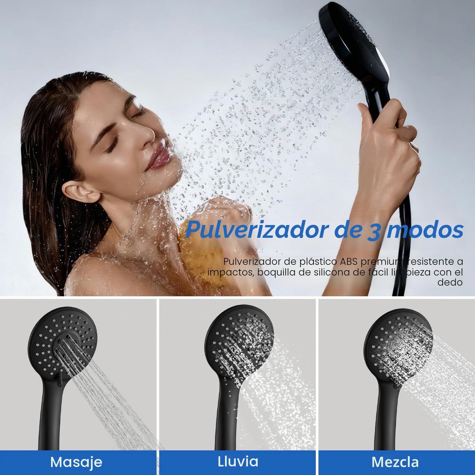 Grifo Mezclador de bañera con 3 Funciones,Ducha de Mano y Manguera de Agua de 1,5 m