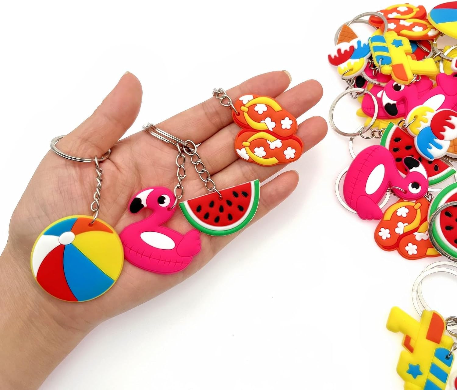JZK 32x Swimming pool party keyrings keychains party favours thankyou gift for guests, party bag fillers for kids, beach theme party decorations accessories, Hawaiian party supplies image 3
