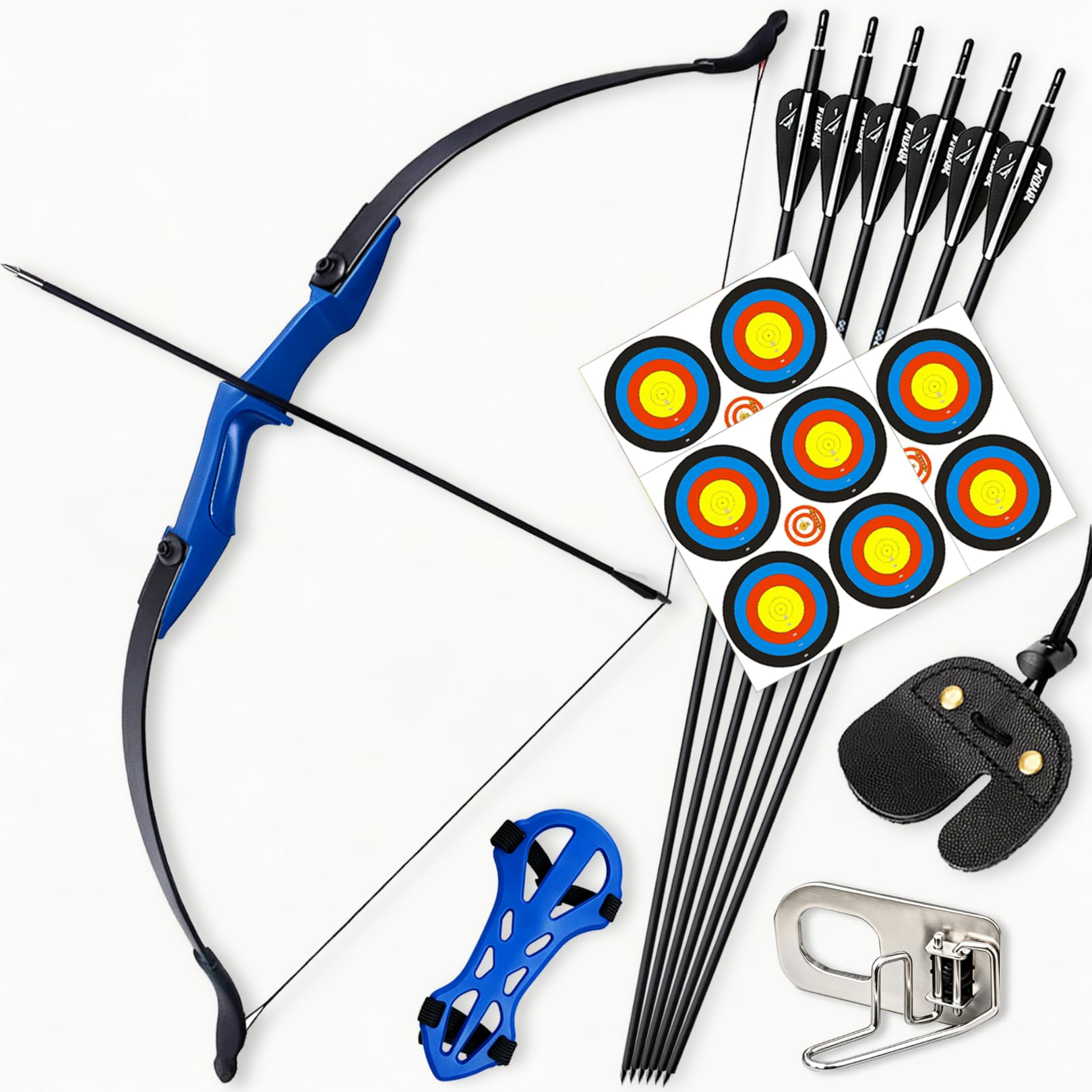 Arco curvo, extraíble, juego de tiro con arco, principiante, 13/18 kg, arco recurvo ajustable, arco y flecha, arco de entrenamiento para tiro a objetivo, ejercicios de tiro con arco al aire