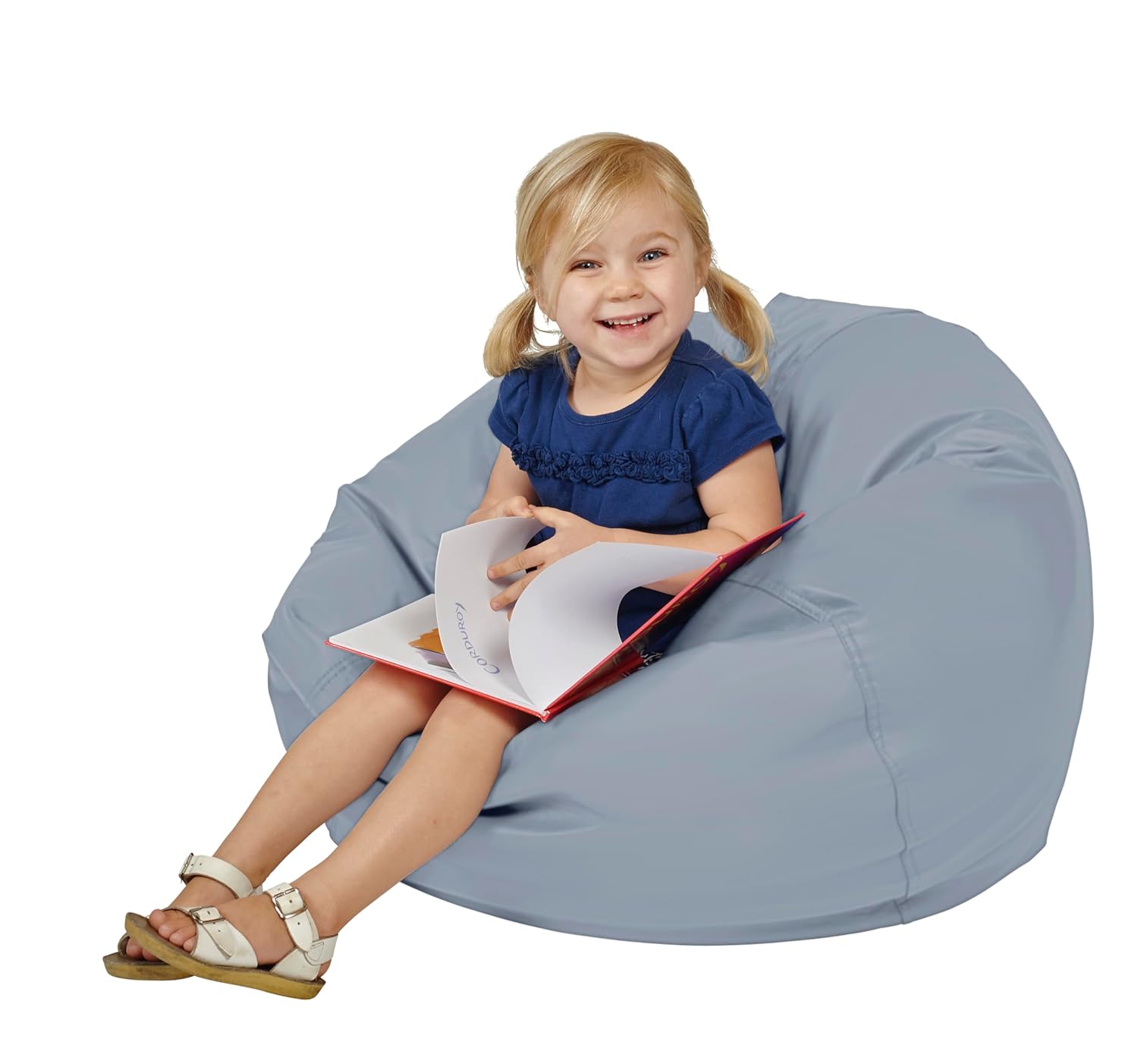 FDP SoftScape Classic 26" Junior Bean Bag Chair, Furniture for Kids, Perfect for Reading, Playing Video Games or Relaxing, Alternative Seating for Classrooms, Daycares, Libraries or Home - Gray