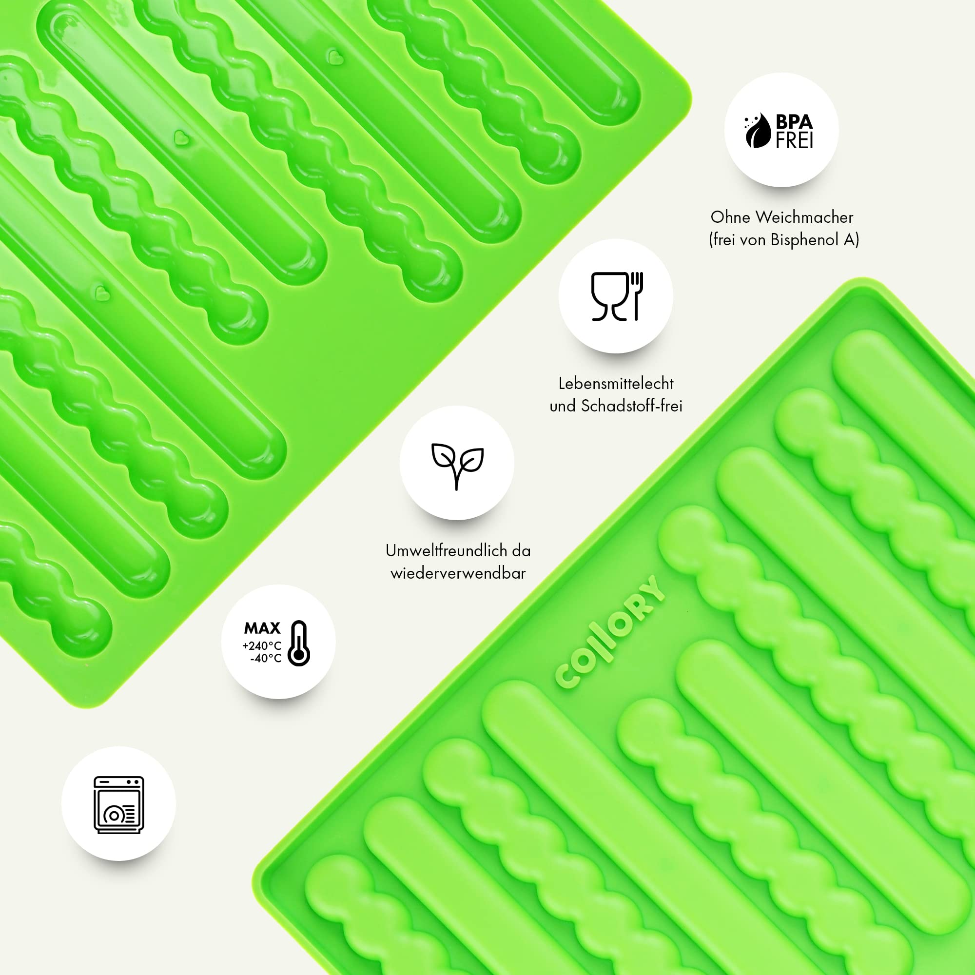 Collory Siliconen bakmat, medium repen (16 cm), knabbelstangen, kauwstokken als hondenkoekjes, stokjes, bakvorm, mueslirepen, snack voor mens en dier