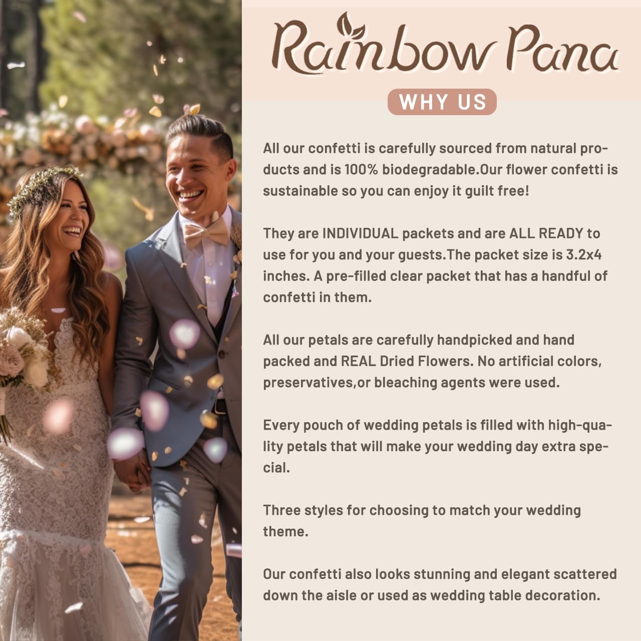 RainbowPana 30 Stück biologisch abbaubares Konfetti, getrocknete Blütenblätter, biologisch abbaubare Blütenblätter für Hochzeiten, Hochzeitskonfett (alle Blütenblätter gemischt)