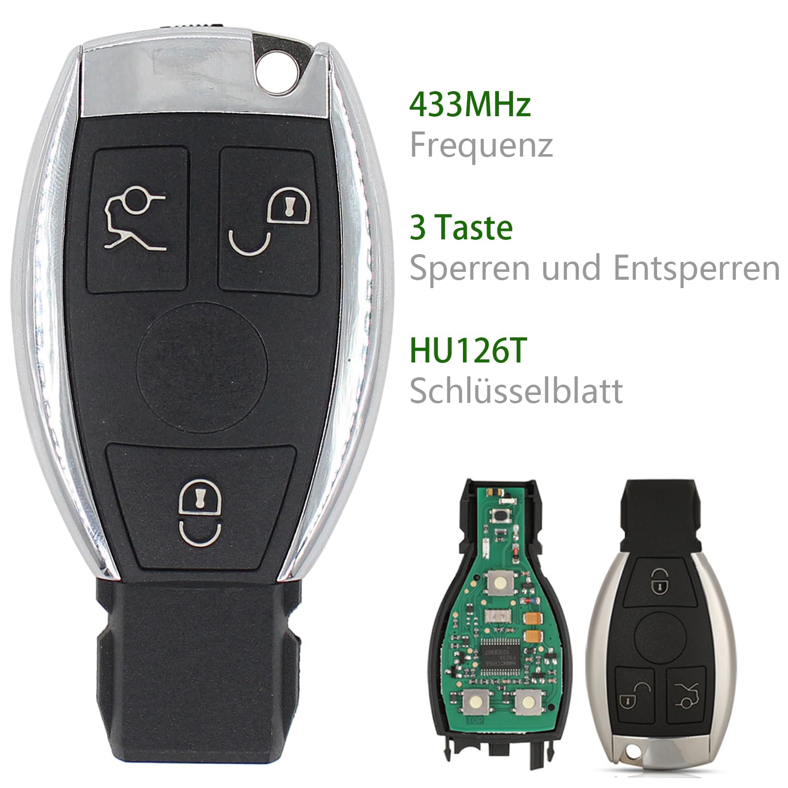 Schlüssel Fernbedienung Funkschlüssel Klappschlüssel 433Mhz für W169 W245 W203 W204 CLK W208 W209 W219 W210 W211 W212 W463 GL X164 W164 W251 W220 W221 SL R230 SLK R171 Sprinter W906 Viano Vito W639