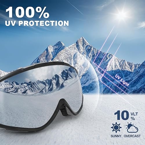 Miniatura 93 de Findway - Gafas de esquí para usar sobre anteojos, para nieve y snowboard, para hombre, mujer y jóvenes, 100 % protección contra rayos ultravioleta