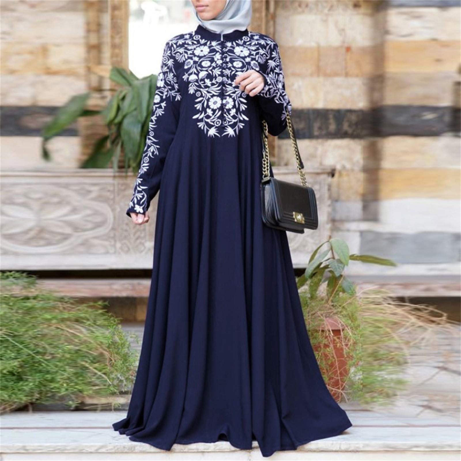 Vestido de verano de las señoras musulmanas ropa Maxi caftán Abaya Stitching encaje árabe islámico mujeres vestido de mujer