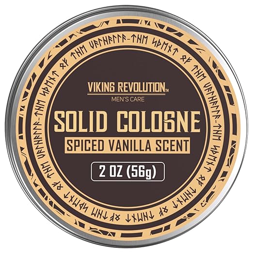 Viking Revolution Spiced Vanilla Solid Cologne for Men - 2 Oz Balm Cologne Travel Wax (Spiced Vanilla)