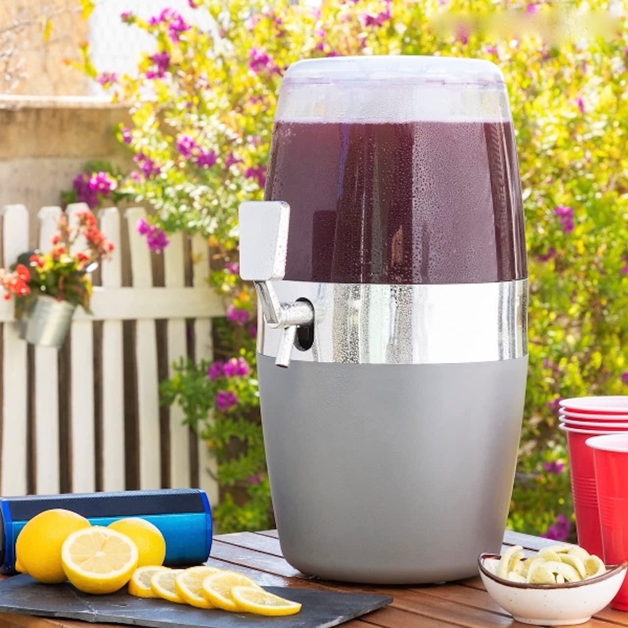 MODEZVOUS - Distributeur Boisson avec Double Tube Réfrigérant pour Glacon et Robinet - Tireuse à Bière - 4 litres