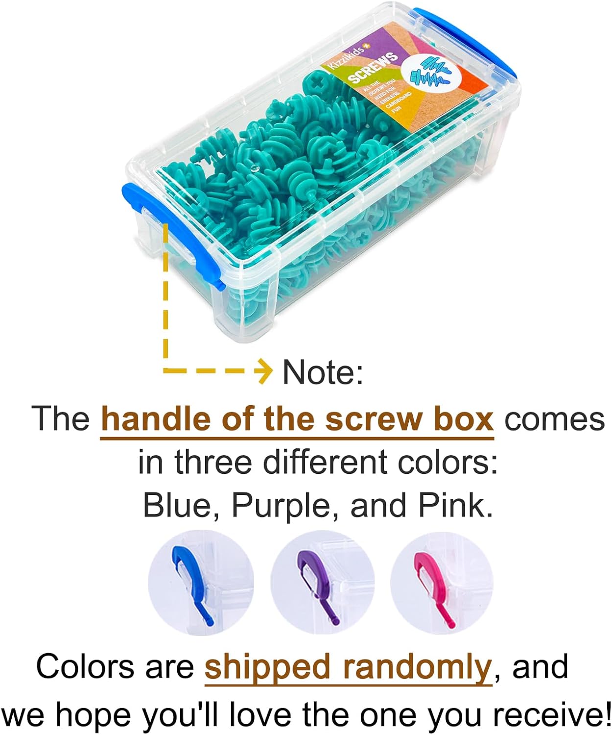Kizzikids Screws Kit Top-up 180 Piece, Cardboard Construction Tools, STEM Educational Toys for at-Home Play + Classroom Learning, Mix Kit for Boys and Girls Aged 5+ (Blue)