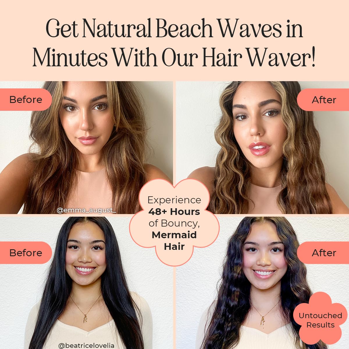 INH Hair Waver 3 Barrel | Ceramic Curling Iron for Beach Waves | Wavy Hair Curler for Fine, Thin, Thick, Long & Short Hair | Dual Voltage Deep Waver w/LED Screen & 360º Swivel Cord for Easy Styling - Image 2