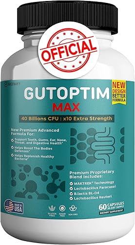 GutOptim Max para la salud de las encías y los dientes 40 mil millones de UFC Probióticos orales avanzados, apoyo para el aliento fresco 120