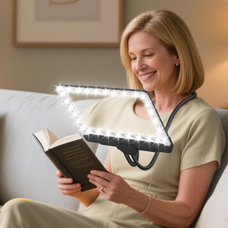 NZQXJXZ 5X Nyakba akasztható LED-es nagyító lupa, 43 LED-es hajlítható gooseneck, 24cm olvasólupa