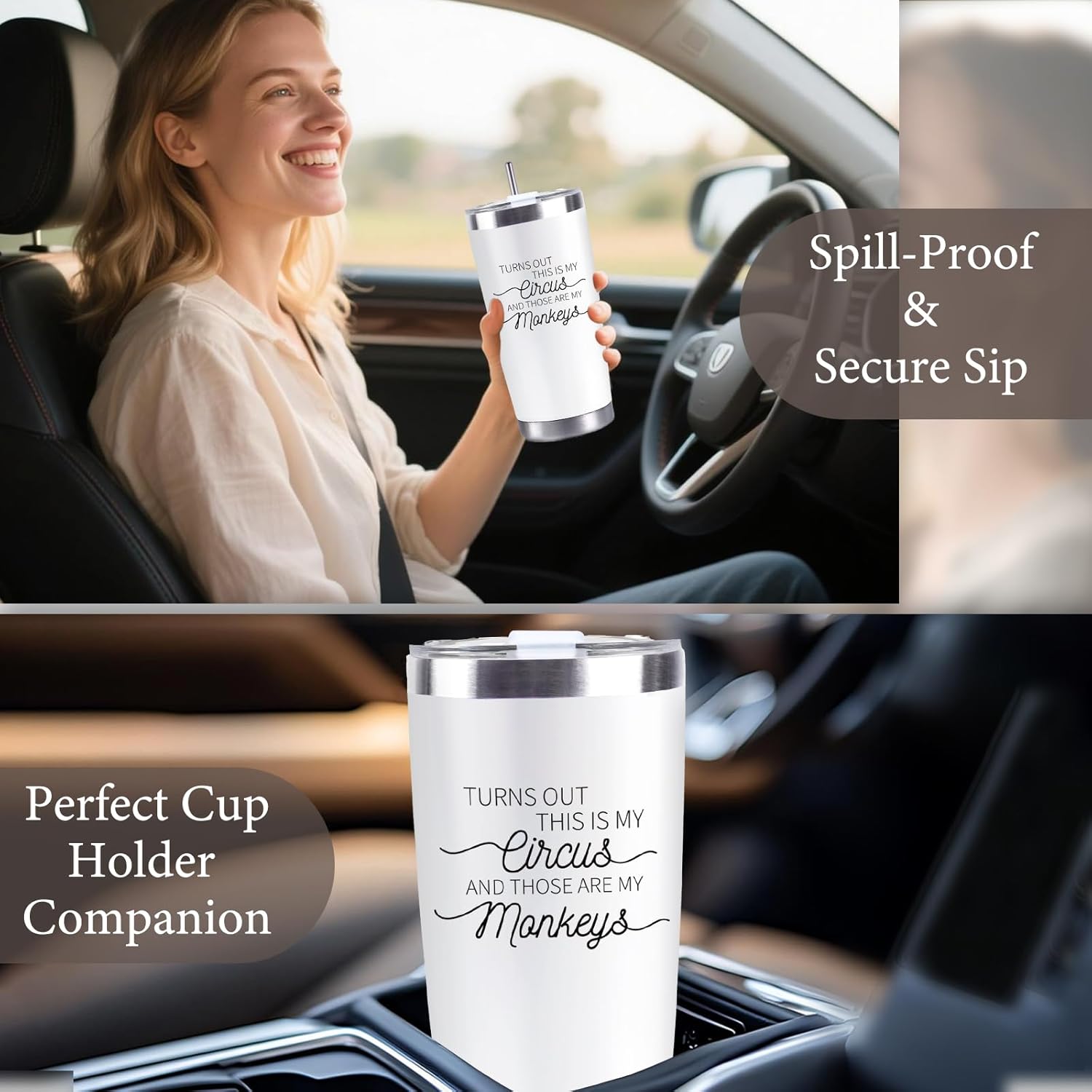 Crap Turns Out This Is My Circus Tumbler, Funny Birthday Mother's Day Gift for Mom Boss Teacher Manger, 20 Oz White Stainless Steel Tumbler Cup Christmas Gifts Ideas - Image 5