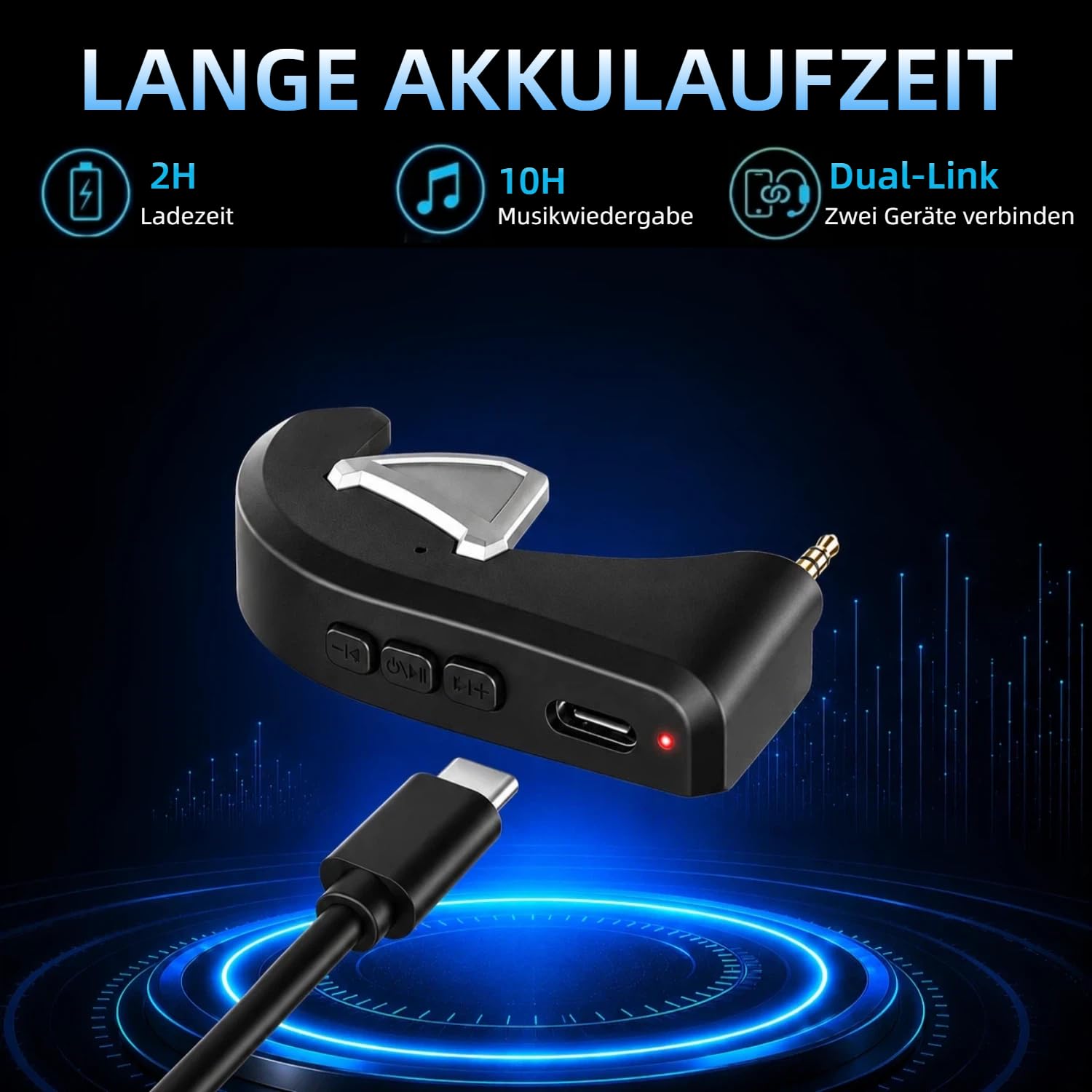 Adaptador Bluetooth para Bose QuietComfort 3, color negro | Añade audio Bluetooth a los auriculares Bose QC3, con soporte AptX, micrófono integrado y controles de volumen