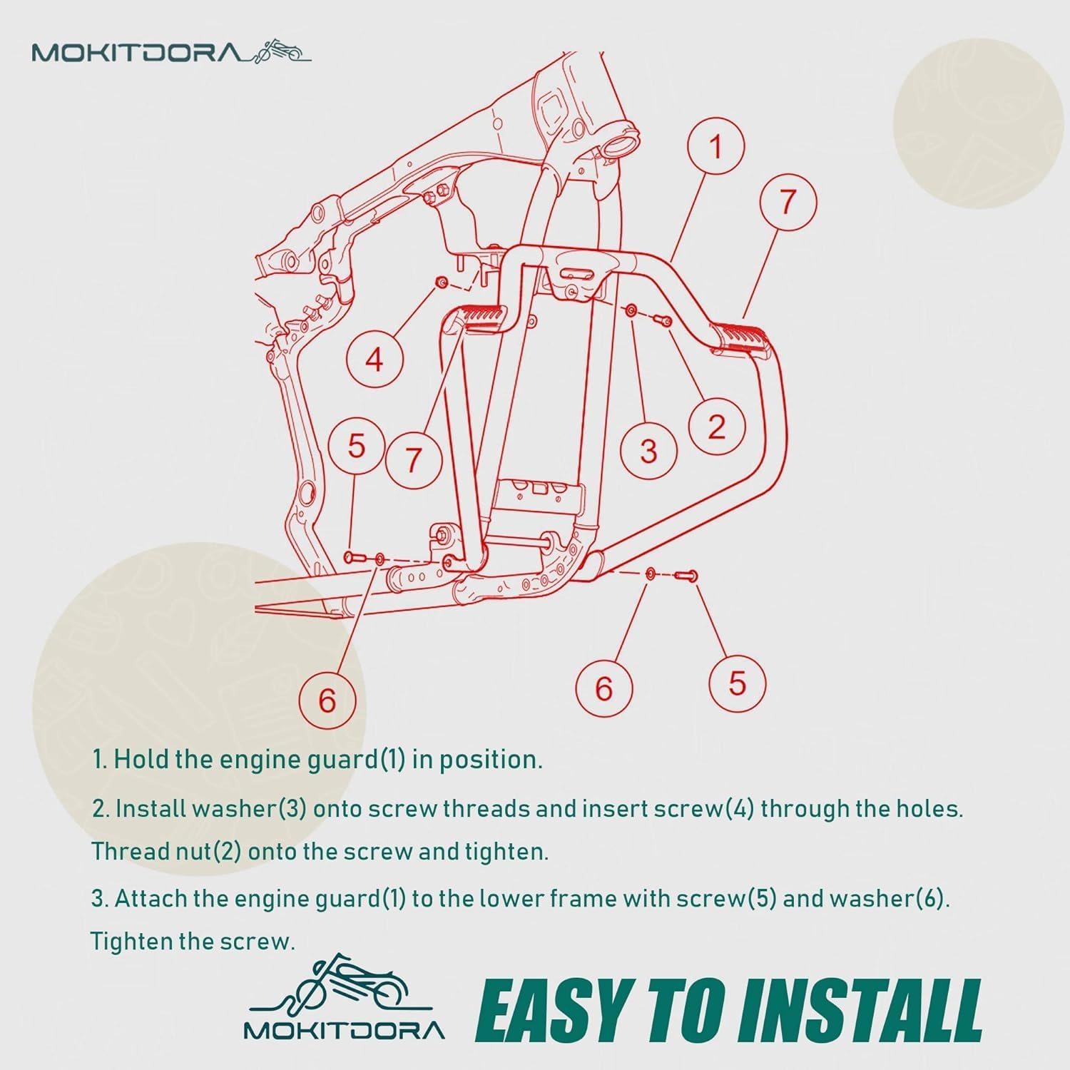 MoKitDora Softail Crash Bar Engine Highway Guard for 2018-Later Harley Low Rider Sport Glide Street Bob Heritage Fat Bob Fat Boy Breakout Silm Models, Gloss Black