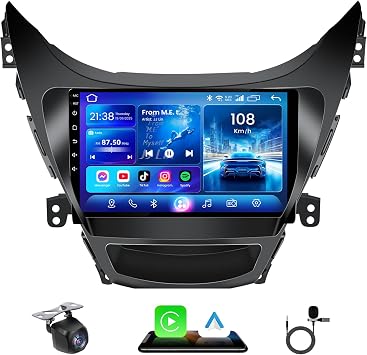 4G RAM+64G ROM Car Radio for Hyundai Elantra 2011-2013 Android 13 Head Unit Car Stereo Upgrade with Wireless Carplay Android Auto 9 inch 1280 * 800 Touchscreen GPS Bluetooth 5GWiFi Backup Camera