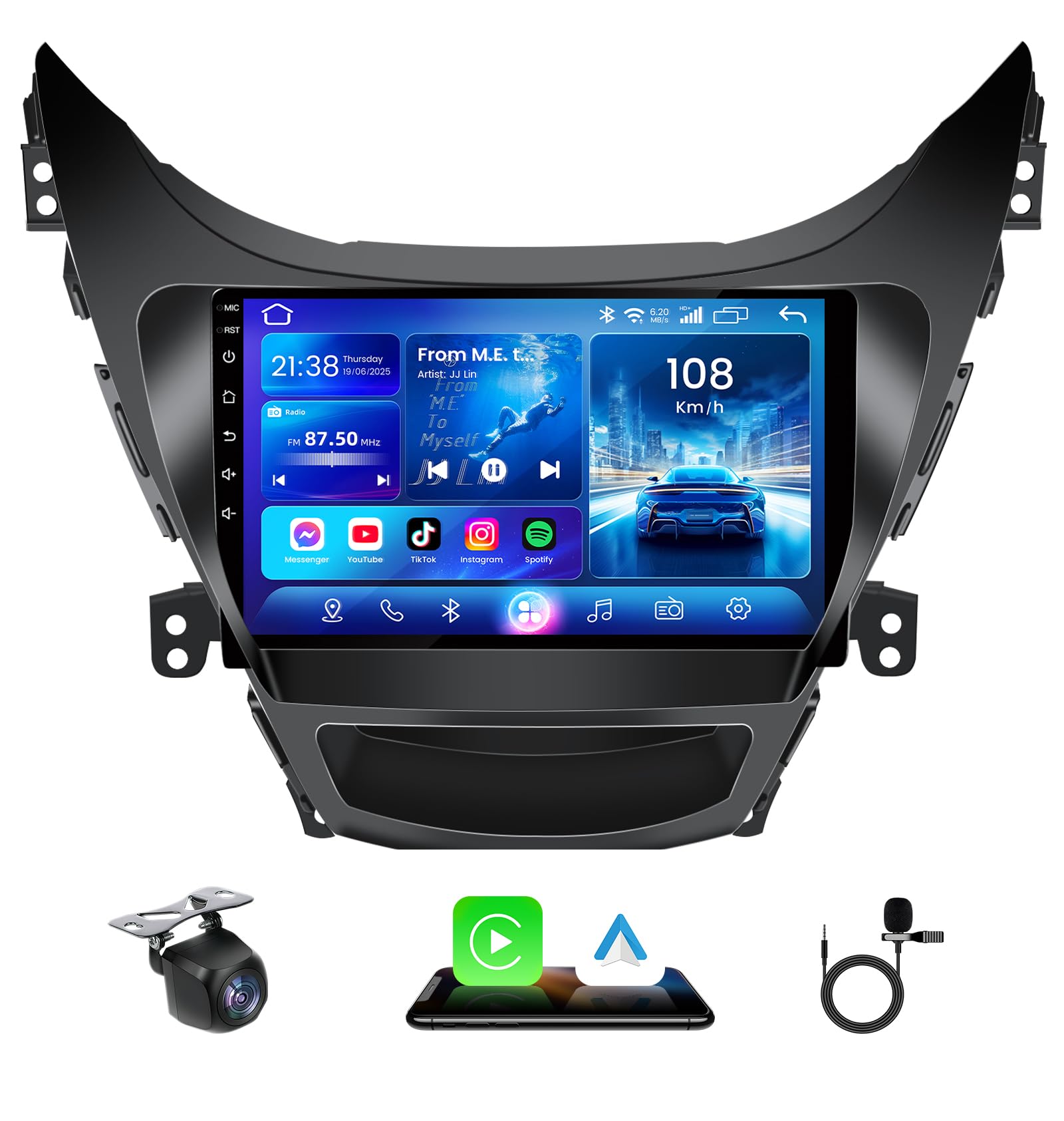 2GB 32GB Car Radio for Hyundai Elantra 2011-2013, Android Auto Wireless Carplay Car Stereo Receiver 9 in Touchscreen Mirror Link Steering Wheel Controls Bluetooth 5GWiFi AHD Back Camera+Mic-image-14