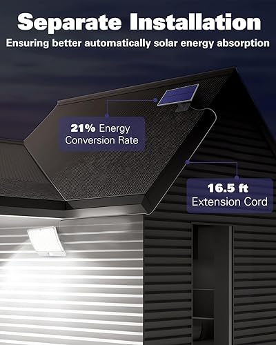 Miniatura 3 de Kingband Luces solares para exteriores con sensor de movimiento, 105 luces LED brillantes con control remoto, IP65 impermeable, luces de seguridad