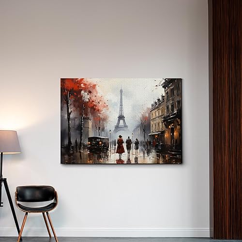 Miniatura 3 de Modern Black and White Canvas Prints, Paris Eiffel Tower Cityscape Artwork Landscape Painting Architecture Poster Art on Canvas, Wall Art Gallery