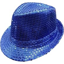 Edhomenn Adult Solid Color Sequin Fedora Hat Glitter Dance Party Performance Hat Bling Shining Hat