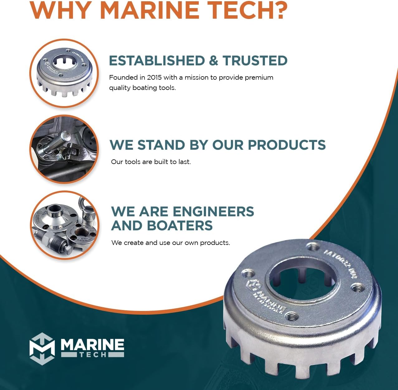 Marine Tech Tools Mercury Retaining Ring Wrench 109mm OD, 16 Tooth, Attachment to Wrench Handle (AMT0031), Fits Mercury Verado Retaining Rings, Mercury Outboard Tools