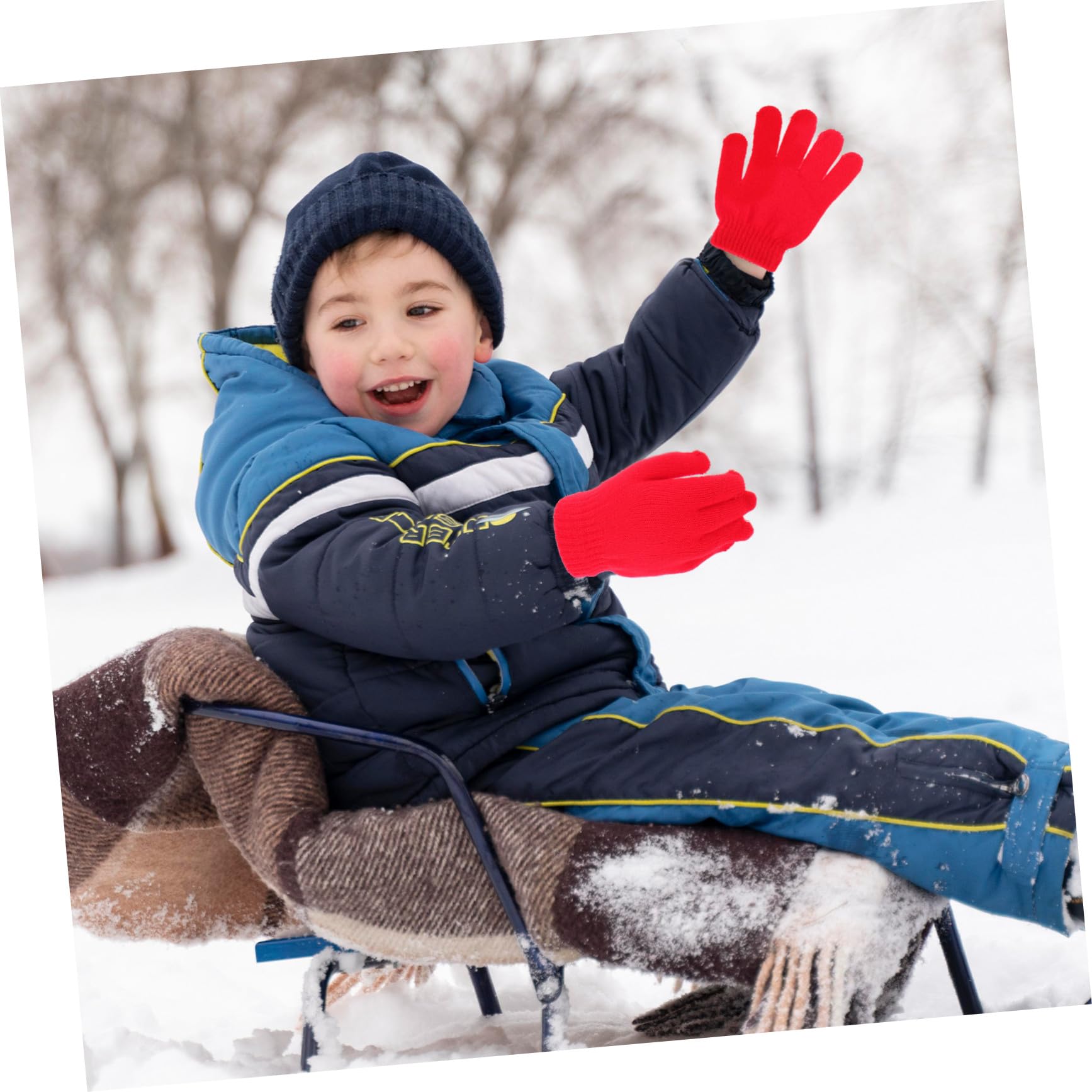 Guantes de Punto para Guantes Cálidos de Cinco Dedos Tejidos Invierno y Elásticos y para Exteriores
