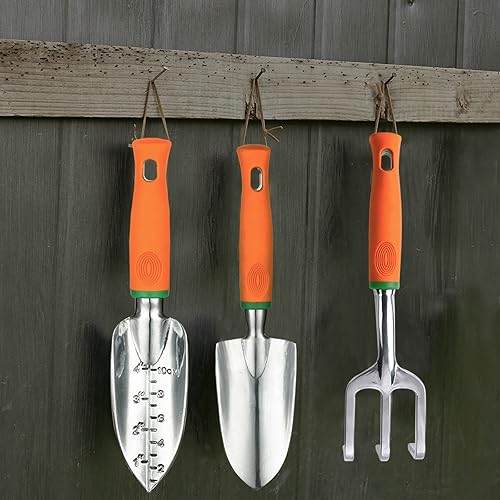 Miniatura 5 de Ukoke Juego de herramientas de jardín, 3 piezas de herramientas de mano de aluminio, herramienta para exteriores, juego de trabajo de jardinería