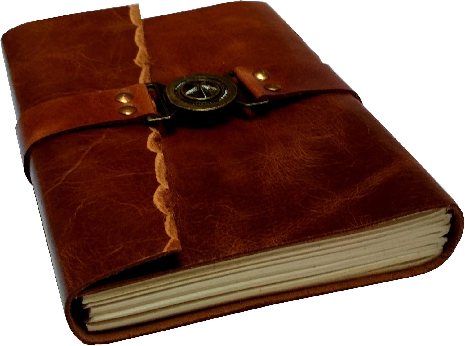 Purpledip Leather Diary 'Lucky Star': Handmade Paper Journal for Corporate Gift or Personal Memoir (11690)