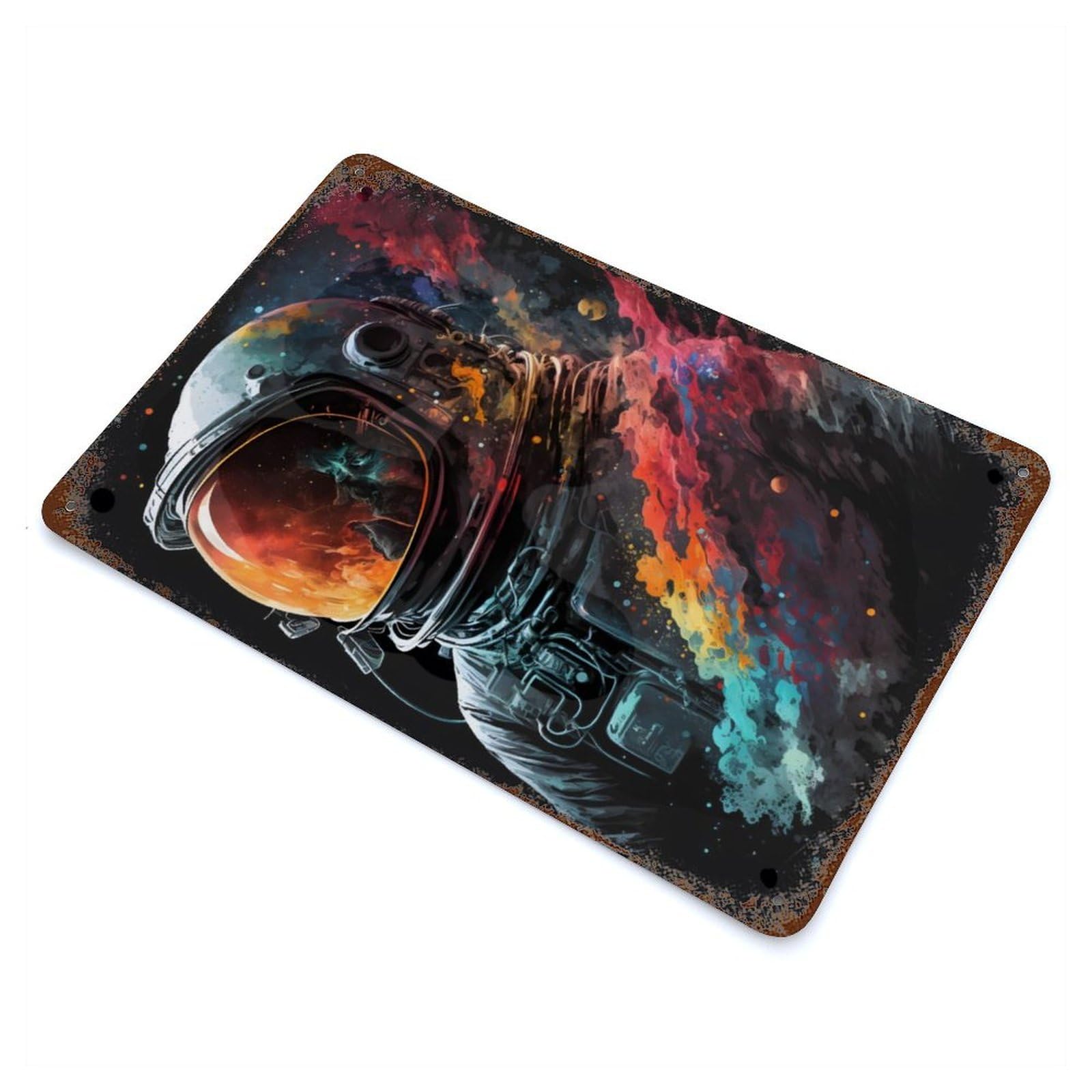 Vintage Rust Metal Sign Astronaut Lost in Space 11.8"x7.9", Shabby Chic Decor for Cafe, Home Bar And Lounge Decor