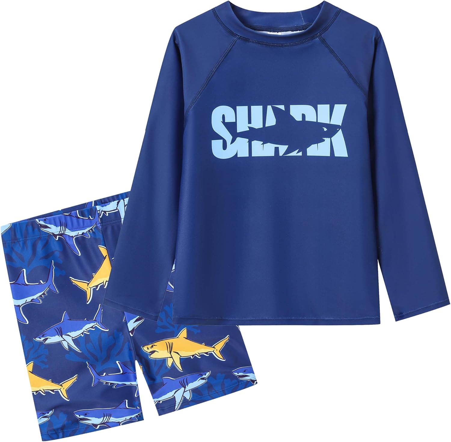 Boys 2 Pieces Rash Guard Sun Protection Long Sleeve Kid Swimsuits Quick Dry Swim Sh...