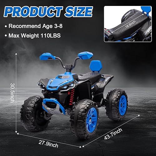 Miniatura 8 de Juguetes de paseo de 24 V para niños grandes, ATV de 2 plazas para niños, ruedas eléctricas con suspensión de 4 ruedas, luces LED, música,