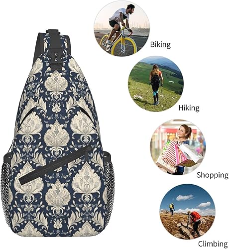 Miniatura 5 de Small Crossbody Bags for Women Men - Vintage Blue Damask Print Adjustable Shoulder Bag Fanny Packs Belt Sling Bag Crossbody Purses Backpack for