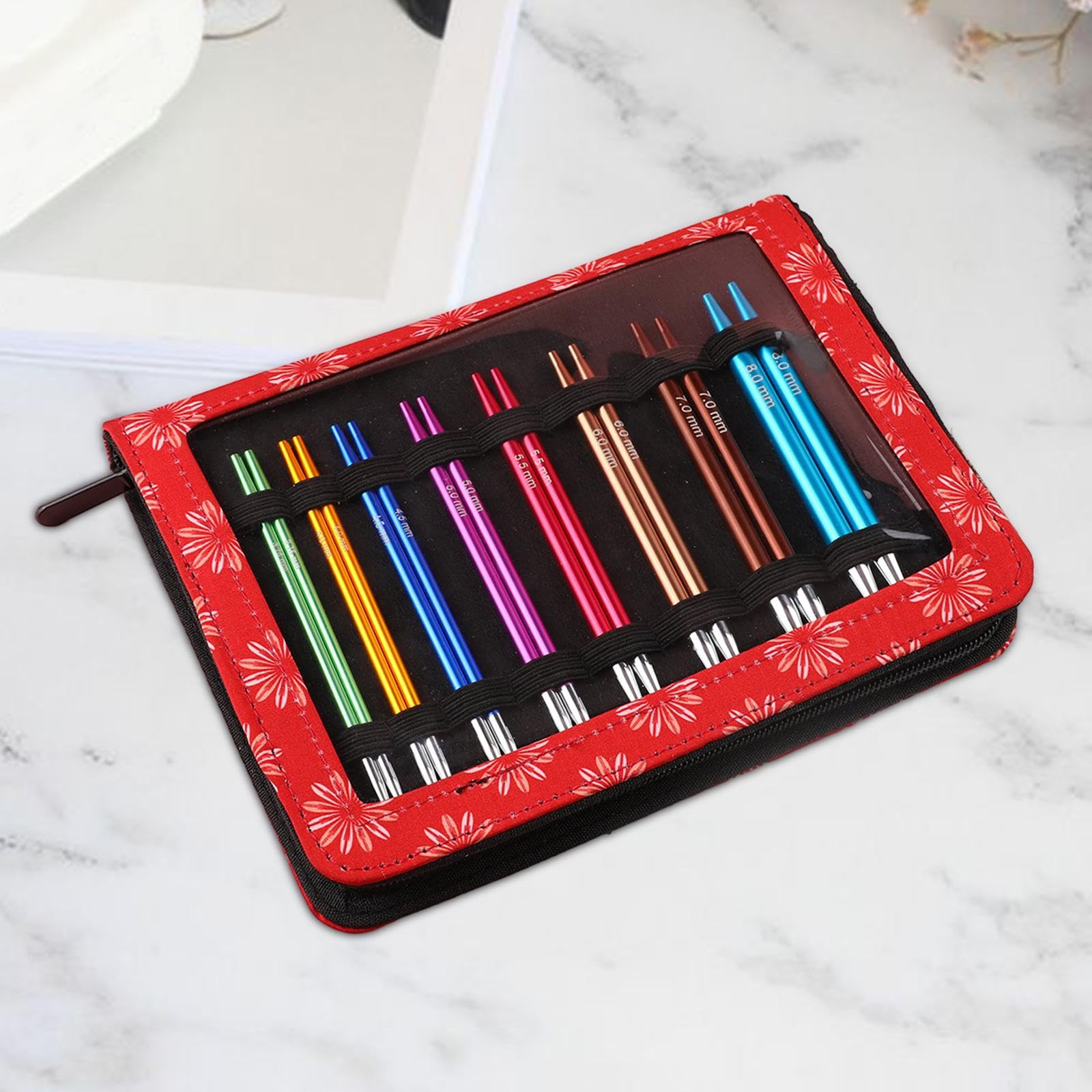 36-teiliges Stricknadel-Set, Rundstricknadel-Set, gerades Taschen-Häkelnadel-Werkzeug, Strickset mit Zubehör