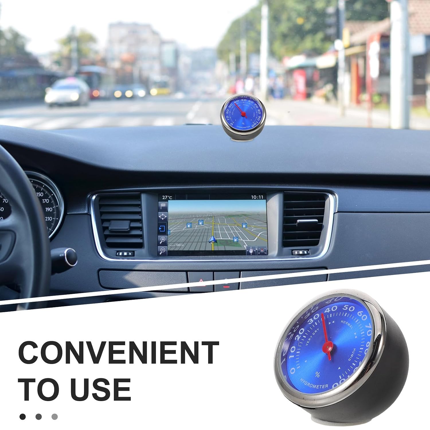 Hydrometer Humidity Meter: Mechanical Thermometer Hygrometer - Car Dashboard Temperature Gauge Indoor Humidity Meter for Home Auto