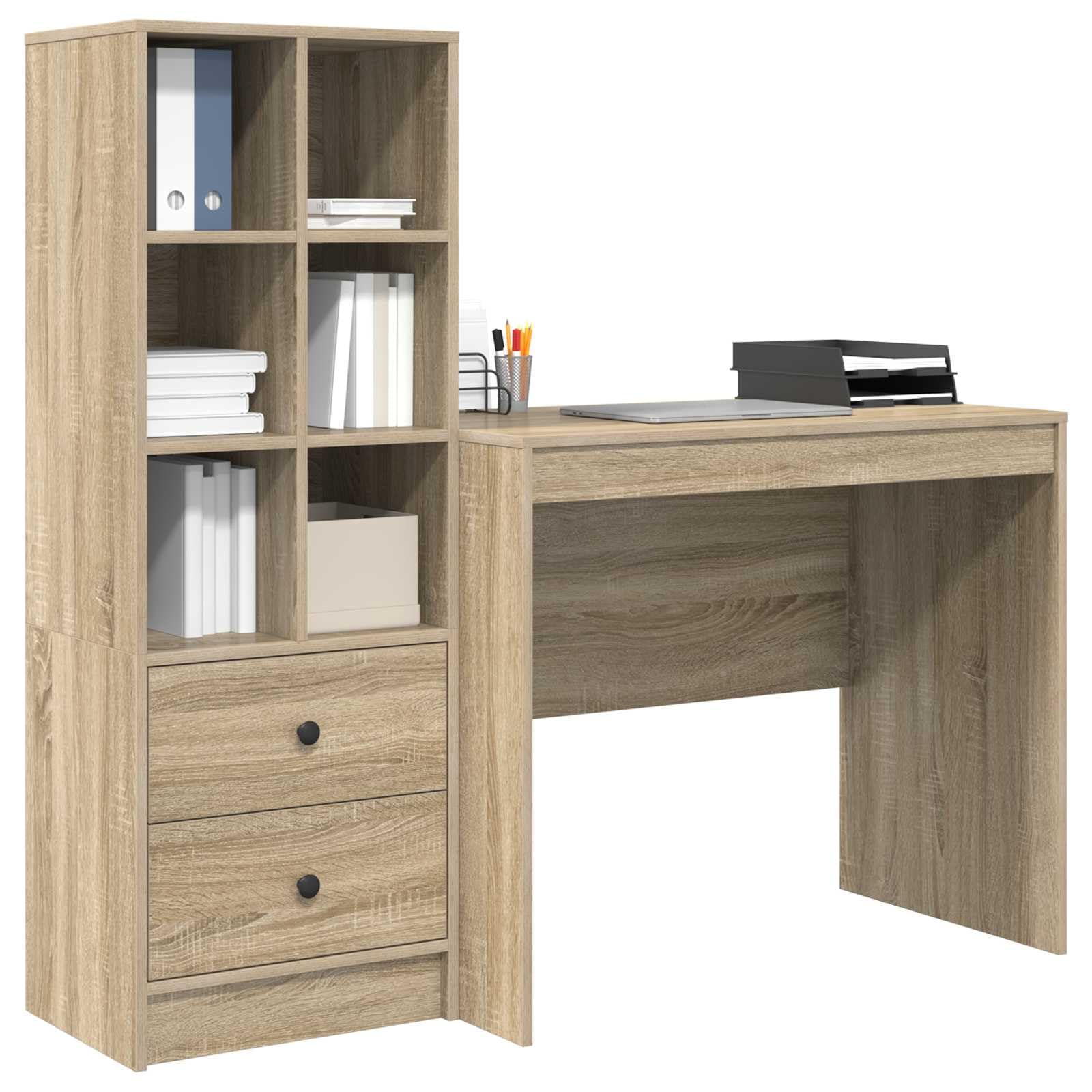 Scrivania da Ufficio con Mobile e Cassetti Rovere Sonoma 2 Pezzi