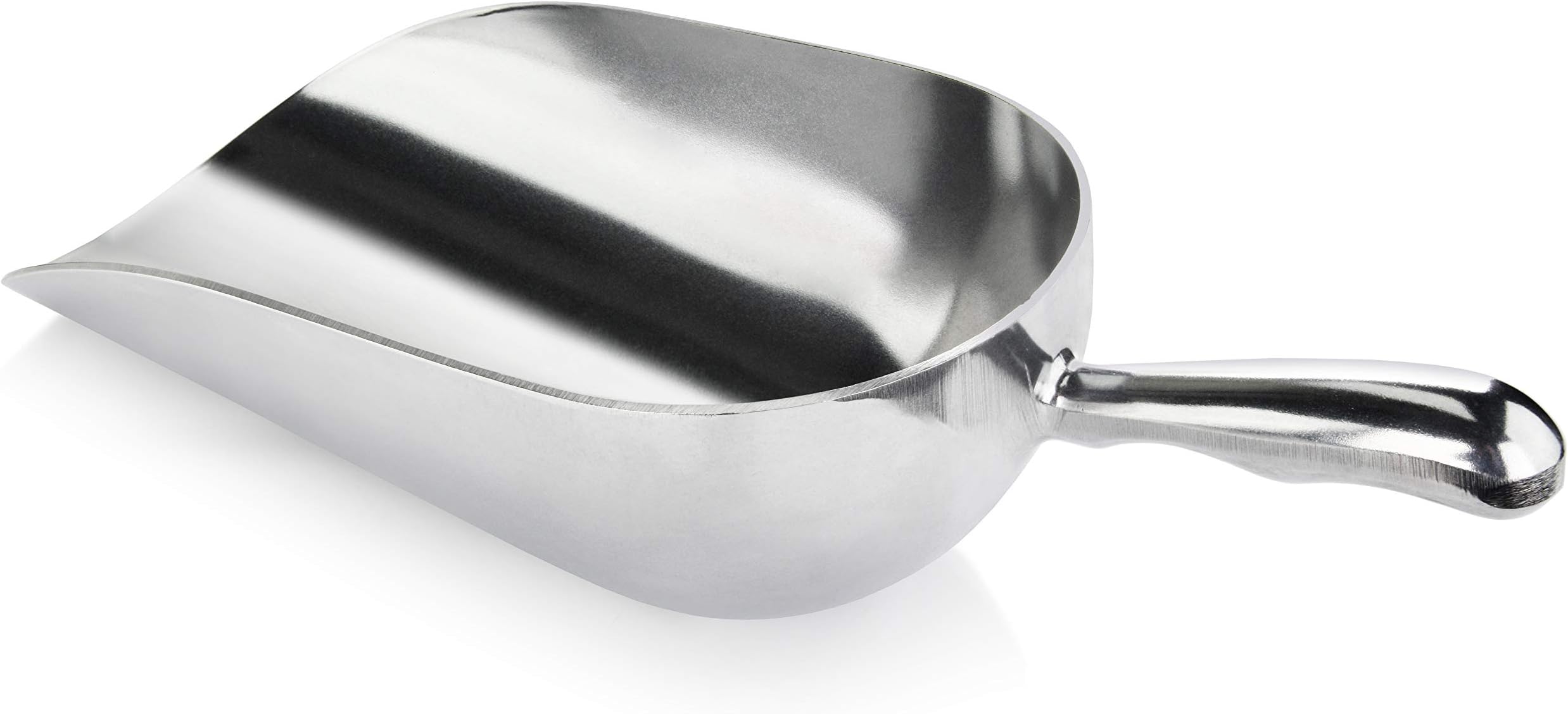34608 One-Piece Cast Aluminum Round Bottom Bar Ice Flour Utility Scoop, 85-Ounce, Silver (Hand Wash Only)