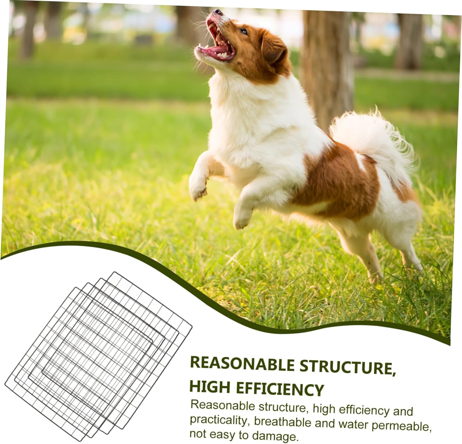 MERRYHAPY 4pcs Strength Durability Pet Dog Cage Mesh Netting Playpen Fencing Extra Dog Kennel Easy to Install