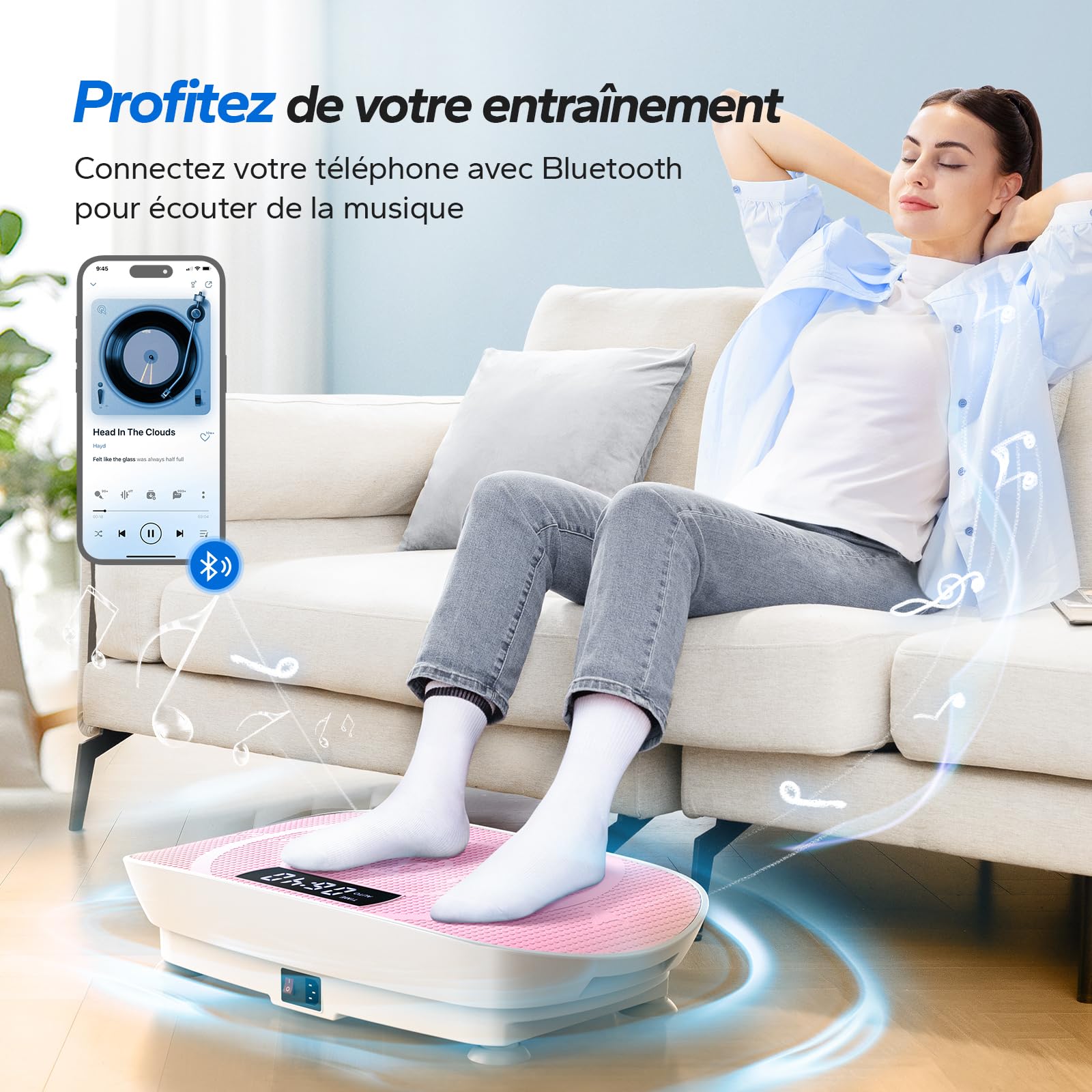 MERACH Plateforme Vibrante, Plaque Vibrante Puissante pour Le Renforcement et la Mise en Forme des Muscles, Contrôle Automatique de la Vitesse, Haut-Parleur Bluetooth Intégré