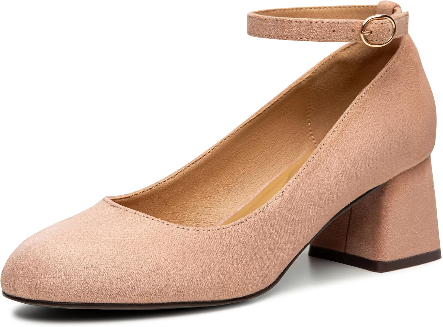 Trary Women's Chunky Low Heels Closed Round Toe Block Heels Mary Jane Shoes Adjustable Ankle Strap Pumps Comfortable Loafers Casual Dress Wedding Work Heels for Women