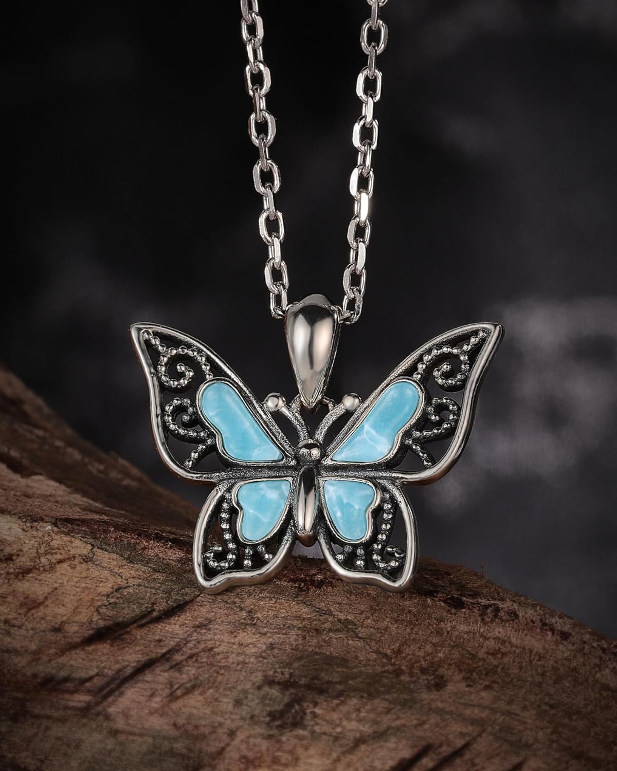 925-Sterling-Silver Turquoise Butterfly Necklaces for Women - Vintage Oxidized Butterfly for Friends Pendants, Exquisite Necklace to Gift Her for Christmas, Thanksgiving, and Birthdays for Her