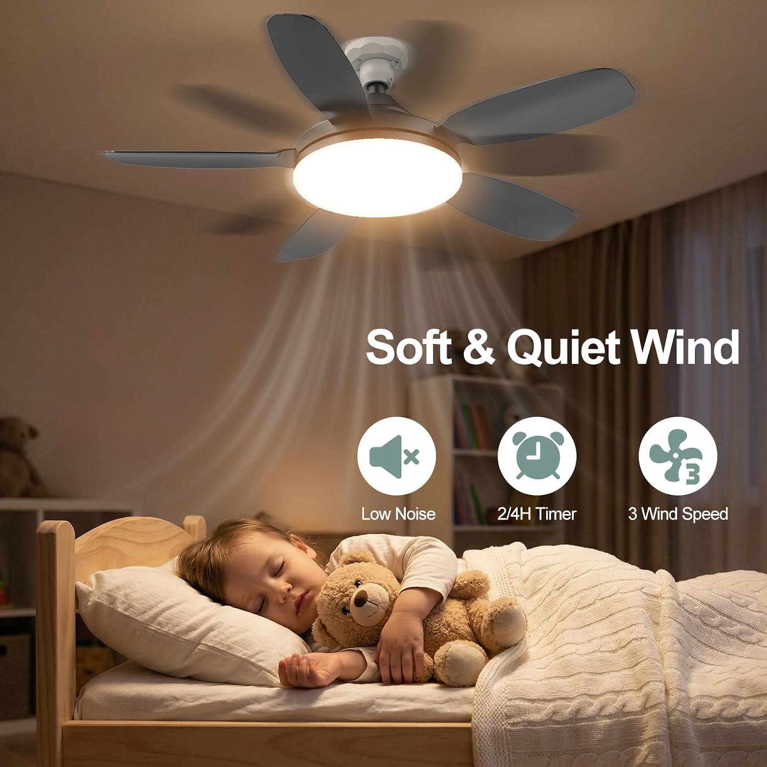 32" Socket Fan Light with Remote, Super Bright 3000 Lumens Screw in Ceiling Fan with Light, Reversible Motor & Memory Function, Dimmable 3000K-6500K E26 Light Bulb Fan for Garage Bedroom Kitchen
