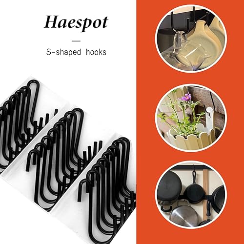 Miniatura 5 de Ganchos en S para colgar 3 pulgadas, 32 unidades, ganchos negros para colgar, ganchos de metal para colgar plantas, ganchos en forma de S para