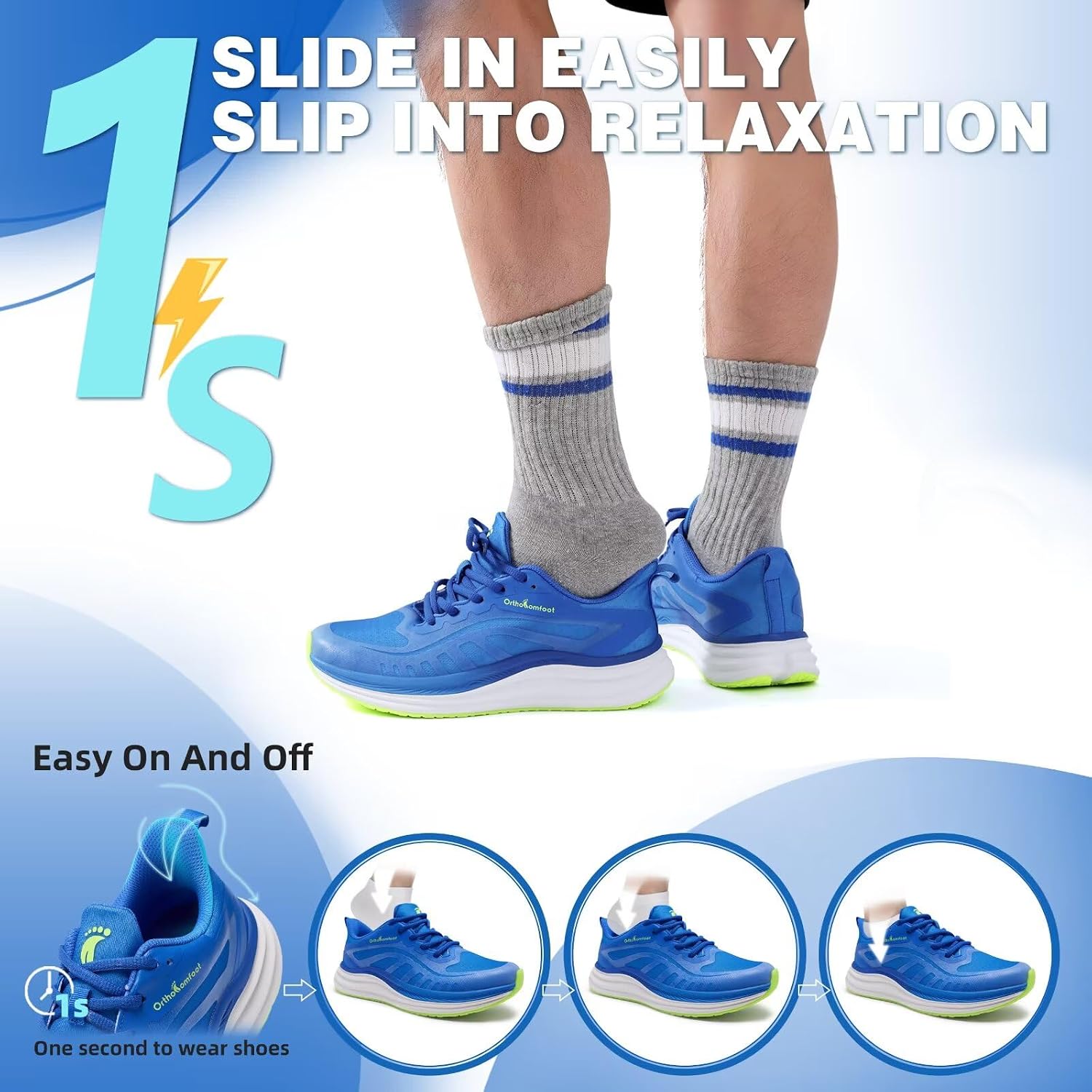 Men's Orthopedic Road Running Shoes: Comfortable Casual Arch Supports Plantar Fasciitis Orthotic Breathable Sneakers, Casual Flat Feet Athletic Sport Tennis Work Walking Shoes for Foot and Heel Pain