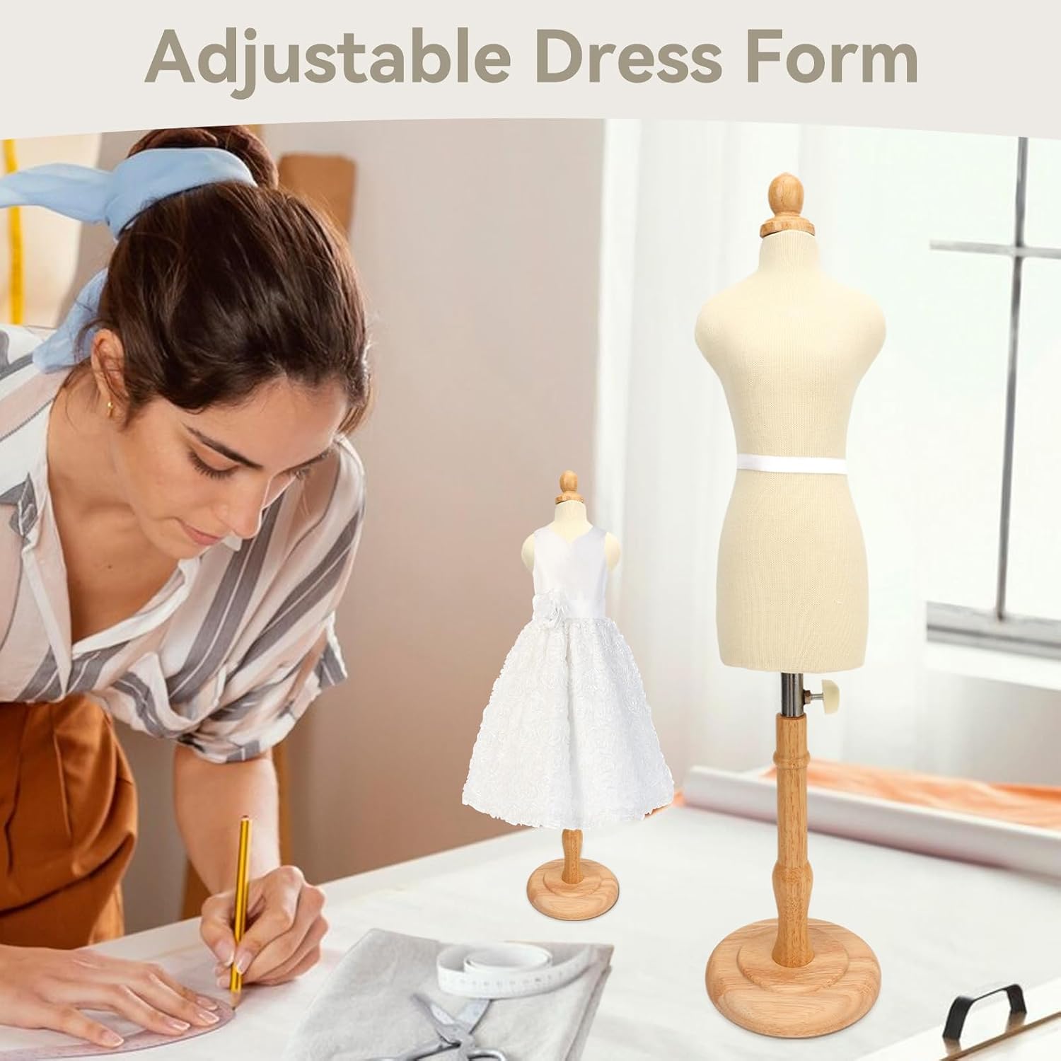 Adjustable Dress Form, Female Mannequin Female Dress Form Adjustable Female Mannequin Torso with Tripod Base Stand for Sewing(A)