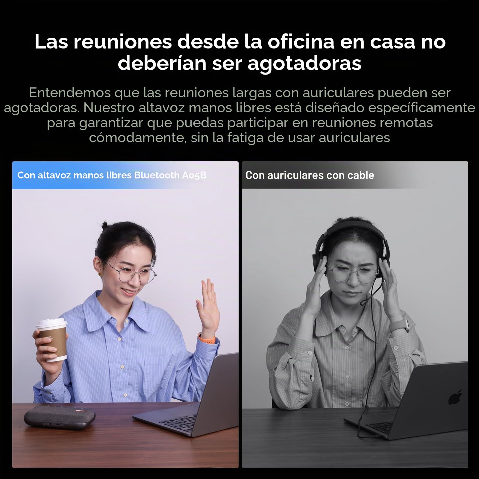 Nuroum A05B Altavoz Bluetooth Conferencias con Microfono USB, Captación de Voz 360°Cancelación de Ruido, Plug&Play, Altavoz Portátil para PC/Oficina en Casa/Portátil/Reunión, Compatible con Zoom/Teams