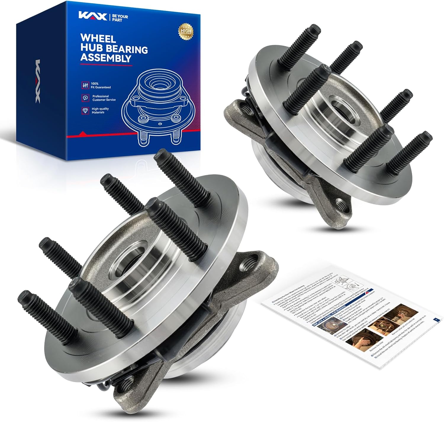 KAX 515043 2PCS Front Wheel Hub Bearing Compatible with Ford Expedition 2000-2006,W/ABS 6 Lugs Wheel Bearing and Hub Assembly