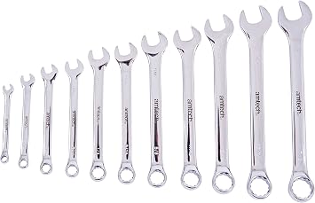 Amtech 22 pc Combination Metric & Imperial Spanner Set, Drop Forged Chrome Vanadium Steel with Mirror Finish & Storage Rack for DIY & Trade Use