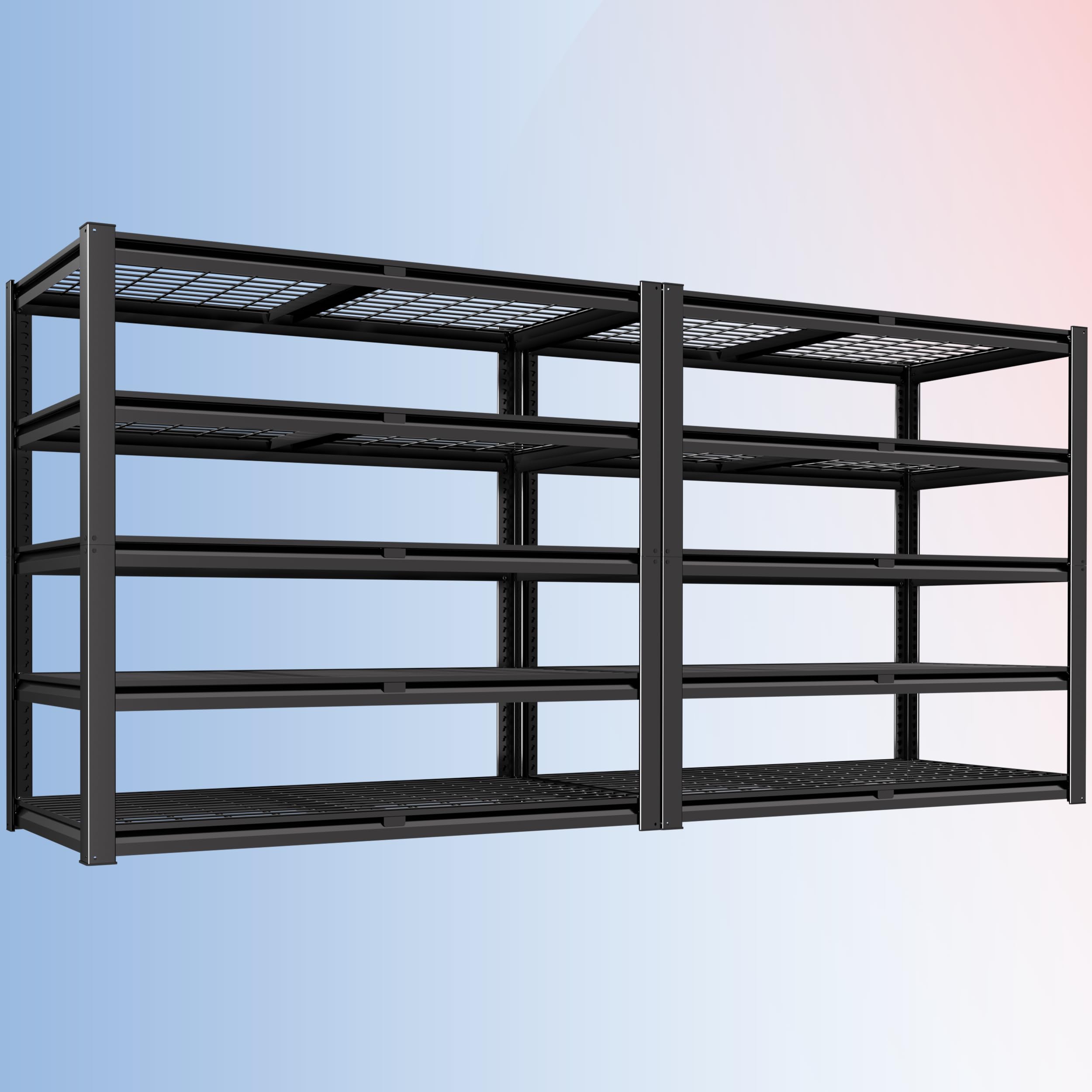 PrimeZone 72" H Heavy Duty Garage Shelving 2500 LBS 5 Tier Storage Shelves Adjustable Industrial Metal Wire Shelf Unit for Garage,Basement,Pantry,