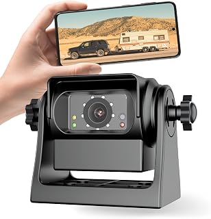 EWAY WiFi Magnetic Hitch Wireless Backup Rear/Front View Camera Rechargeable Battery for Easy Hitching of Gooseneck Horse Boat Travel Trailer/Fifth Wheels/RV/Camper Reverse for iPhone iPad Android