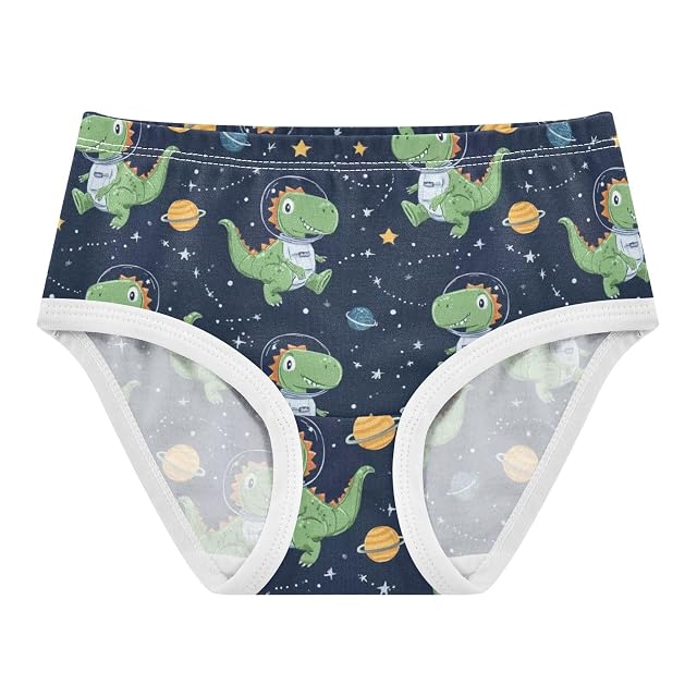 Cute Green Dinosaurs Girls Exclusive Briefs Space Cotton Underwears Bikini Panties for Baby Toddler Girl 2T